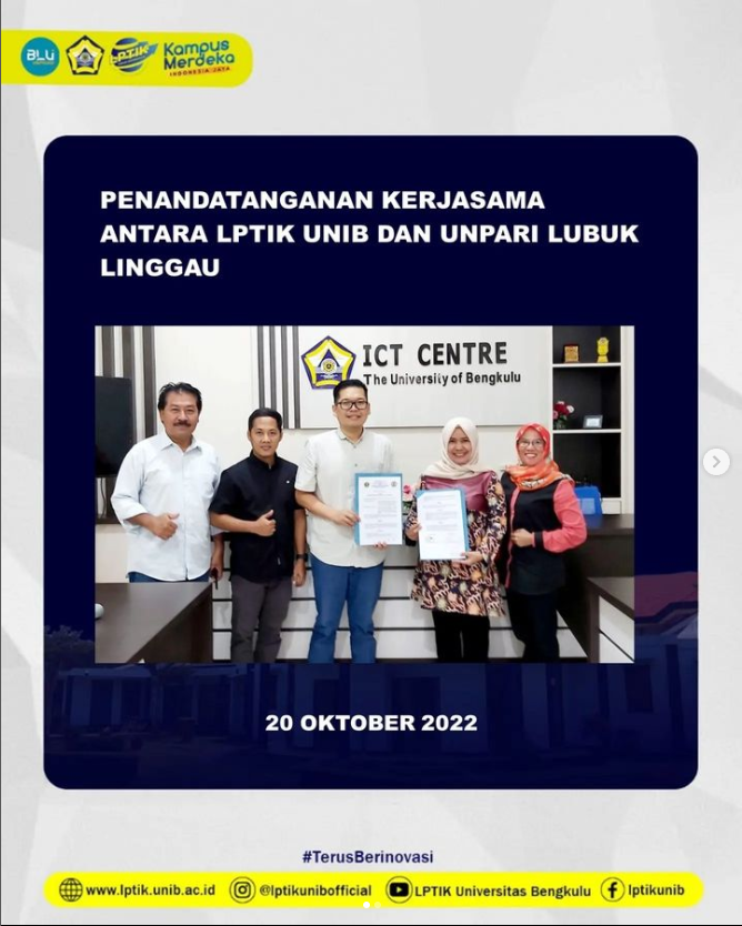 Penandatanganan Kerjasama LPTIK Universitas Bengkulu dan UNPARI Lubuk Linggau